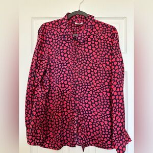 Dalia Red and dark navy Heart Print Blouse
